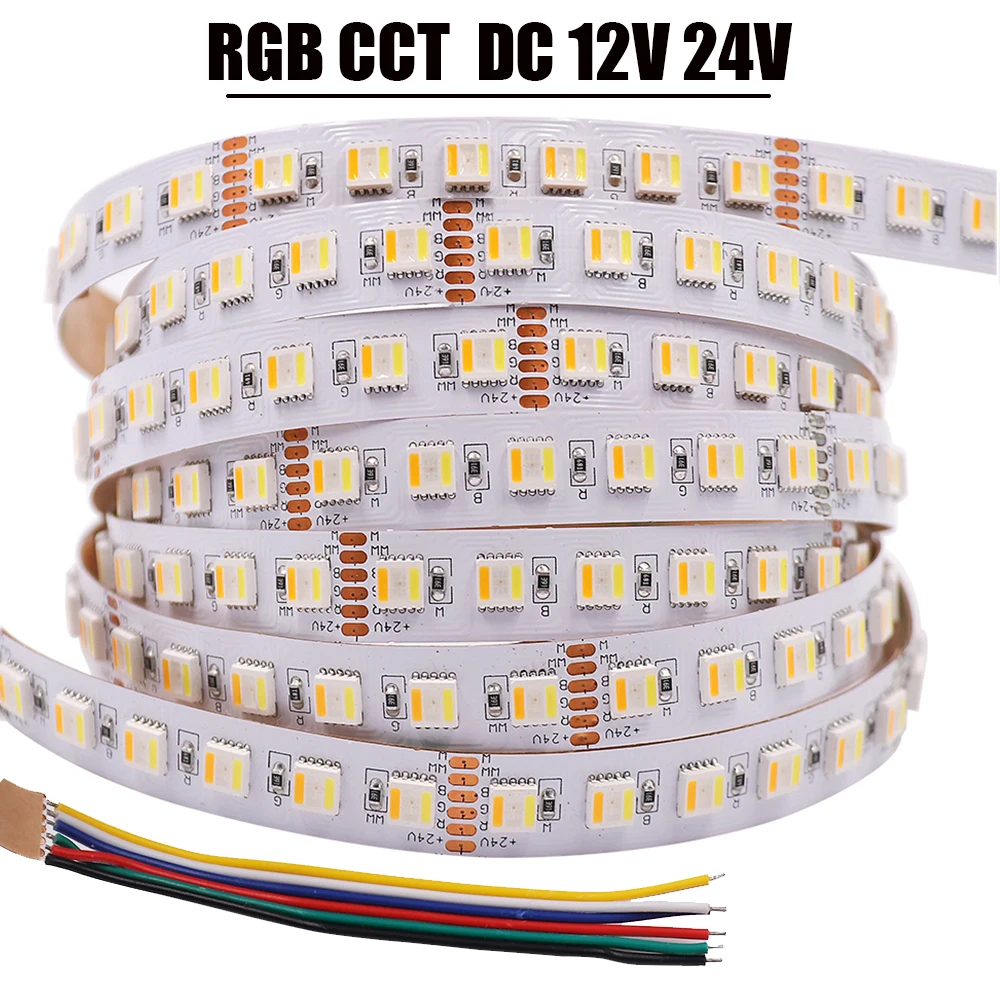 12 В 24 постоянного тока 5 цветов в 1 чип RGB CCT СВЕТОДИОДНАЯ лента SMD 5050 60 96