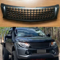 high quality grille fit for mitsubishi triton l200 2015 2016 2017 2018 car racing grills cover black grille
