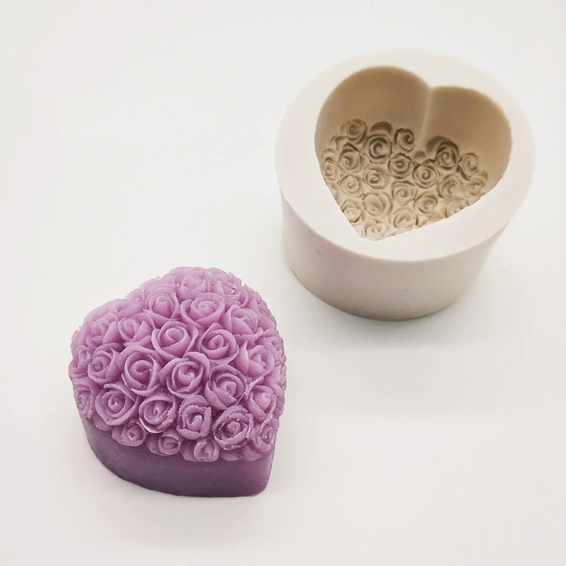 

3D Silicone Soap Mold Heart Love Rose Flower Chocolate Mould Candle Polymer Clay Molds For Craft DIY Forms Soap Base Tool