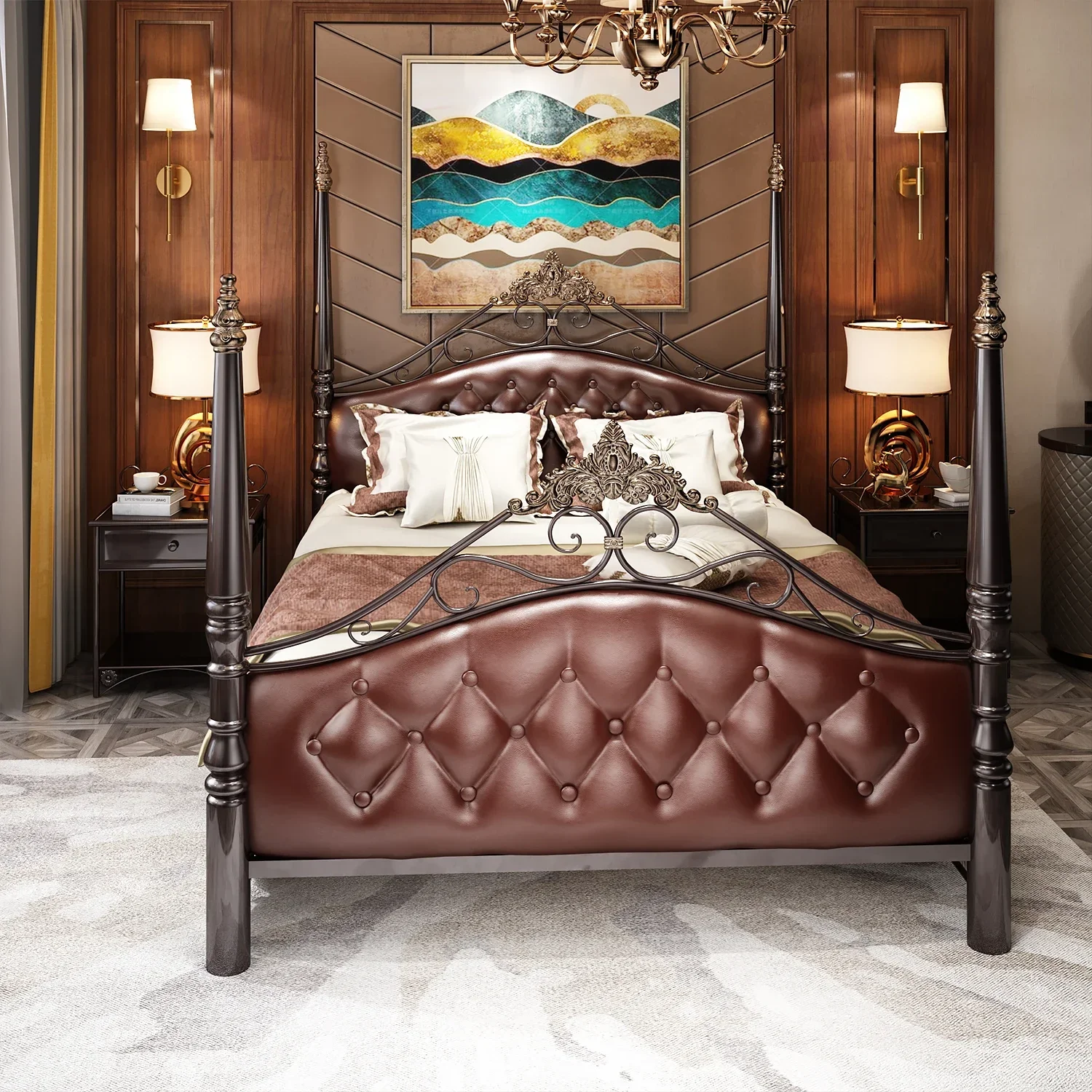 Железная арт-кровать 1 8 м 5 винтажная принцесса uble Роскошная железная рама класса