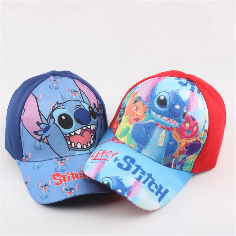 Фото Бейсболка с принтом мультфильма Disney Lilo & Stitch для девочек и мальчиков, бейсболка с защитой от солнца, поликоттоновая кепка с козырьком, подарок на день рождения №2
