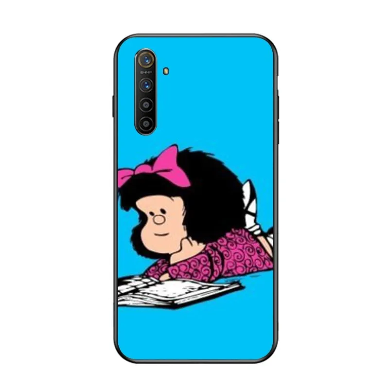 Фото Mafalda милый мультяшный чехол для телефона для девочек OPPO Find X5 X3 X2 A93 Reno 8 7 Pro A74 A72 A53 мягкий черный чехол для телефона №5
