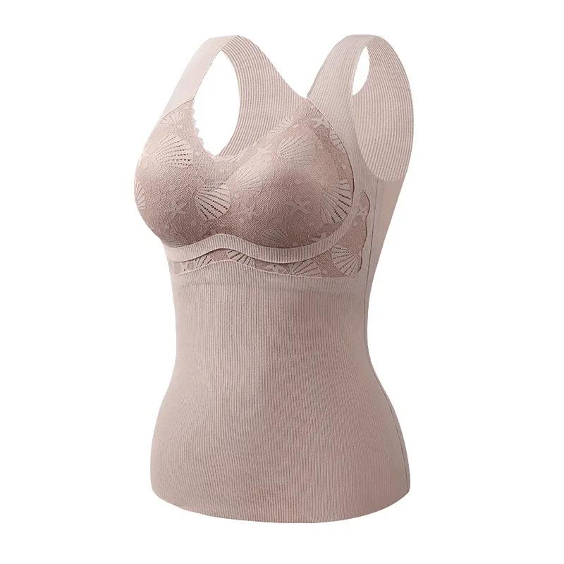 

Thermal Underwear Women's Lace Dralon Fleece-lined Chest Pad plus Size Vest