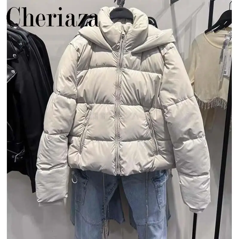 

Зимняя новая ветрозащитная теплая куртка CHeriaza с капюшоном из хлопка