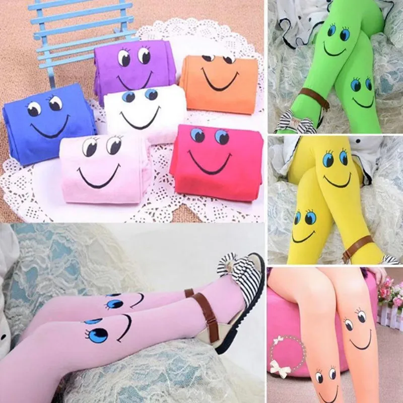 

20Pc/Lot Velvet Smiley Pattern Kids Tights for Girls Tights 3-8 Years