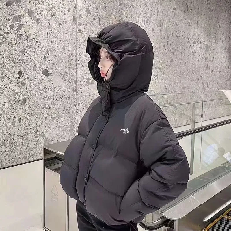 

2023Winter Women Golf Wear Fashionable and Warm Golf Jacket New Hooded Ruffled Down Cotton Top High Quality Women's Golf Clothes