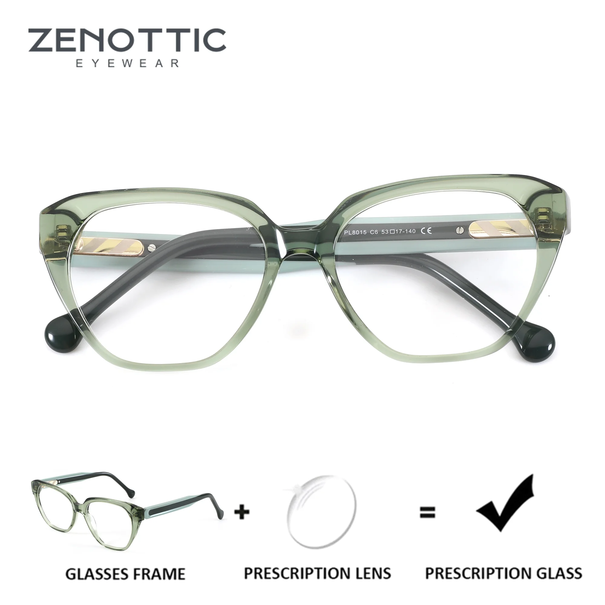 Фото ZENOTTIC (размер S) Фотохромные очки с ацетатной оправой в форме бабочки для женщин, прогрессивные линзы для ближнего и дальнего зрения №1
