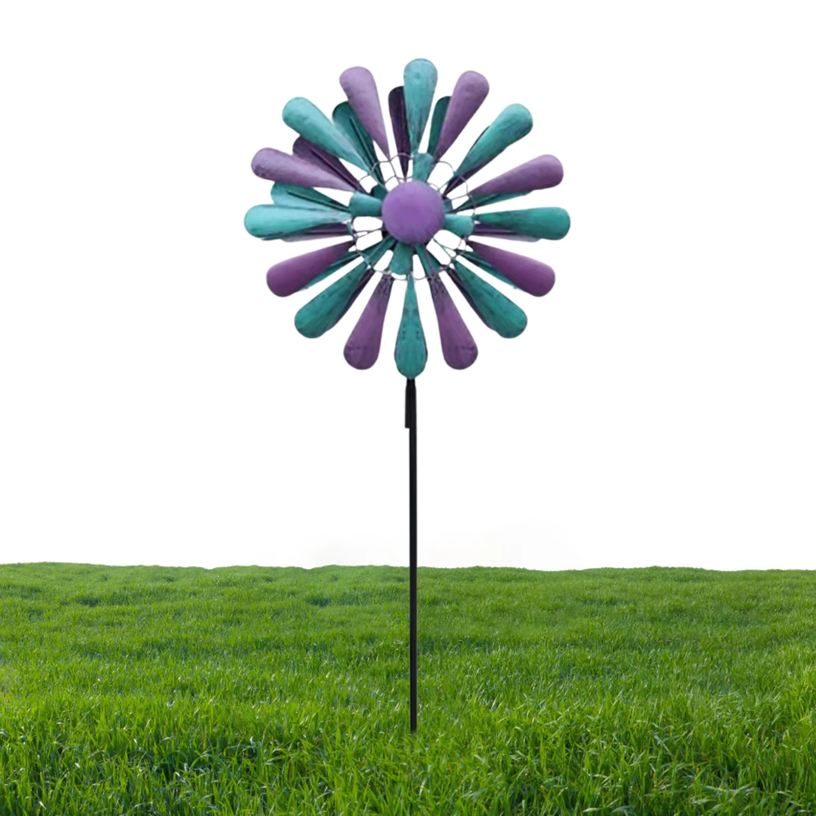 

Garden Wind Spinner Metal Windmill 360 Degrees Swivel Colorful Wind Sculptures & Spinners Rust-resistant Paint Finish Wind