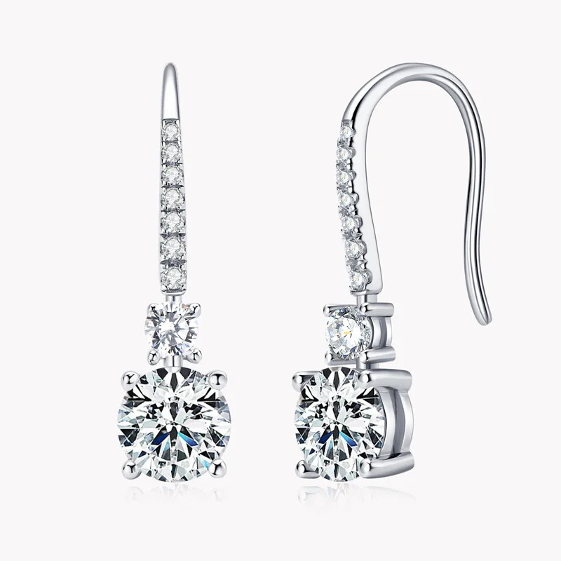 

Серьги-подвески женские из серебра 925 пробы с муассанитом 2 карата