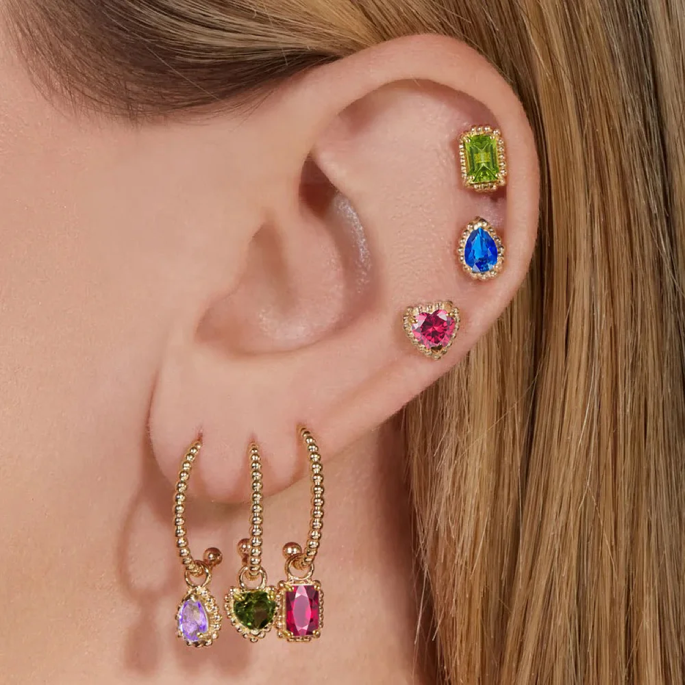 

Geometry Colorful Crystal Hanging Drop Piercing Earrings for Women Girl Designer Flat Helix Lobe Earing Jewelry Accessories Gift