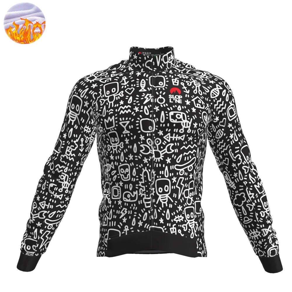 Зимняя велосипедная Джерси Slopline с длинным рукавом теплая флисовая одежда