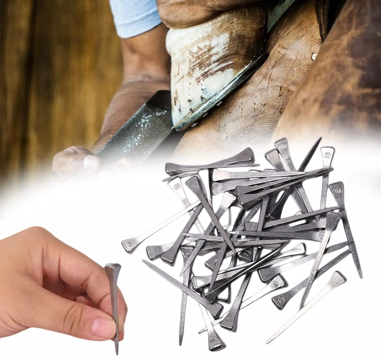 

250pcs Horseshoe Nails 2 Inch Horse Hoof Nails E5 Stainless Steel Horseshoe Nail Tools Horse Training Supplies Horse Equipment