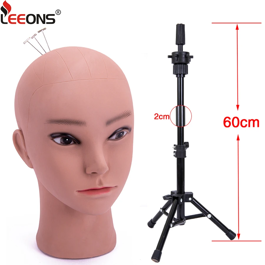 

Afro Mannequin Head Bald Wig Head Stand Manikin Head Beige Dark Brown Color Bald For Wigs Making Wig Display Hat Display Glasses