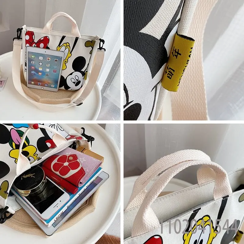 Disney Woman's Shoulder Bag Mickey Mouse Canvas Crossbody Bag for Girl Cute Large Capacity High Quality Durable Free Shipping