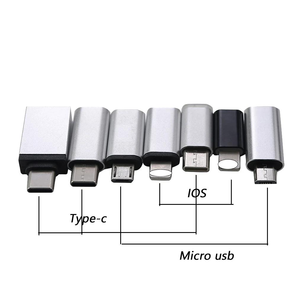 Переходник с Micro USB на iPhone X 8 7 6 Plus адаптер Type C/IOS для Samsung S8 Xiaomi 2 шт.