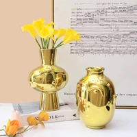pinny ceramic plating gold vase face art flower vases ornament home decoration accessories for living room