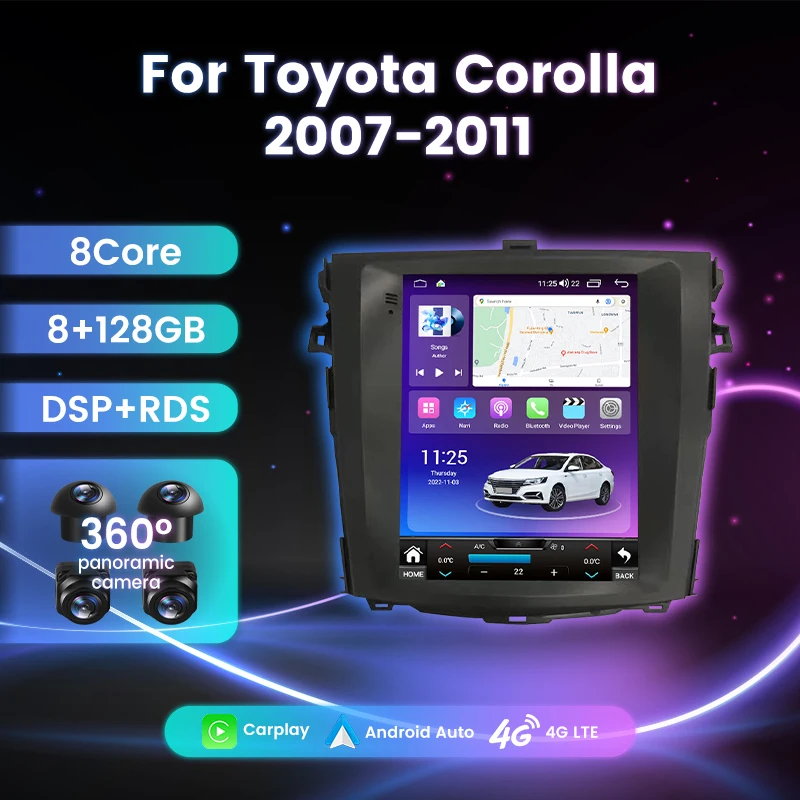 

Big Vertical Screen Car Radio For Toyota Corolla 10 E140 E150 2006-2013 Android 12 Autoradio Stereo Multimedia Player Headunit