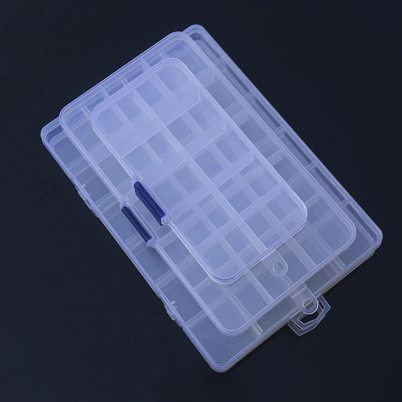 

24 Grids Clear Plastic Organizer Box Storage Container Jewelry Adjustable Dividers for Beads Art DIY Crafts Fishing Tackles