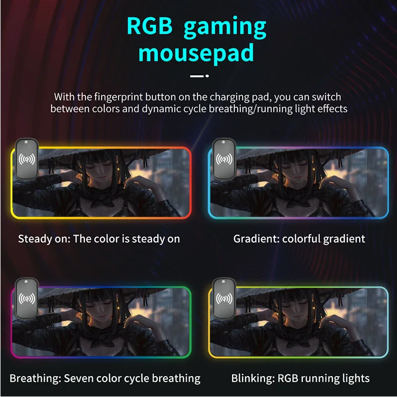 

E-sports game large size Mousepad office rubber bottom Mousepad luminous wireless large size learning desk pad refined hemming