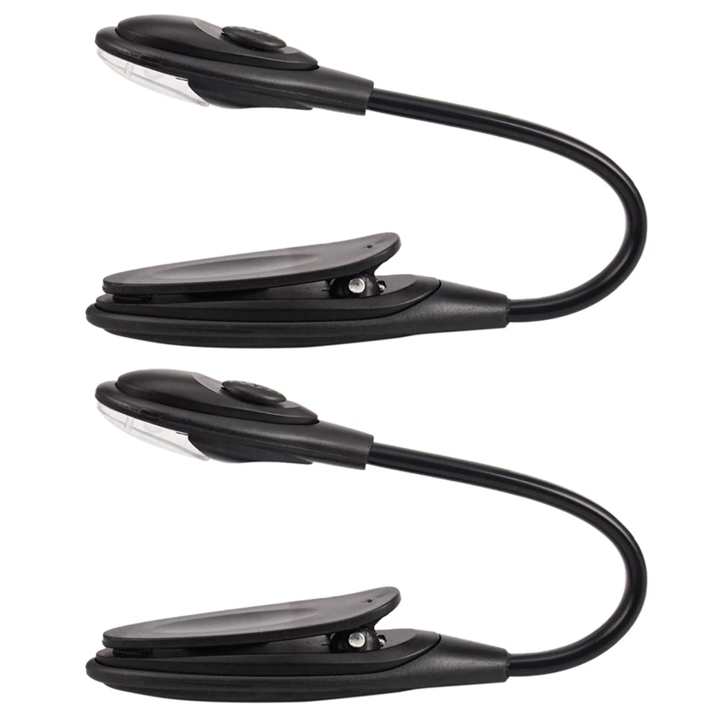 

2X Mini Flexible Clip-On Bright Booklight LED Travel Book Reading Lamp White Light Book Holder Small Table Lamp Black
