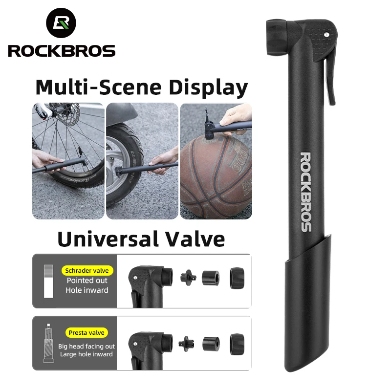 

ROCKBROS 80Psi Mini Bike Pump Aluminum Alloy Bicycle Hand Air Pump Tire Inflator Schrader Presta Valve MTB Road Cycling Pump
