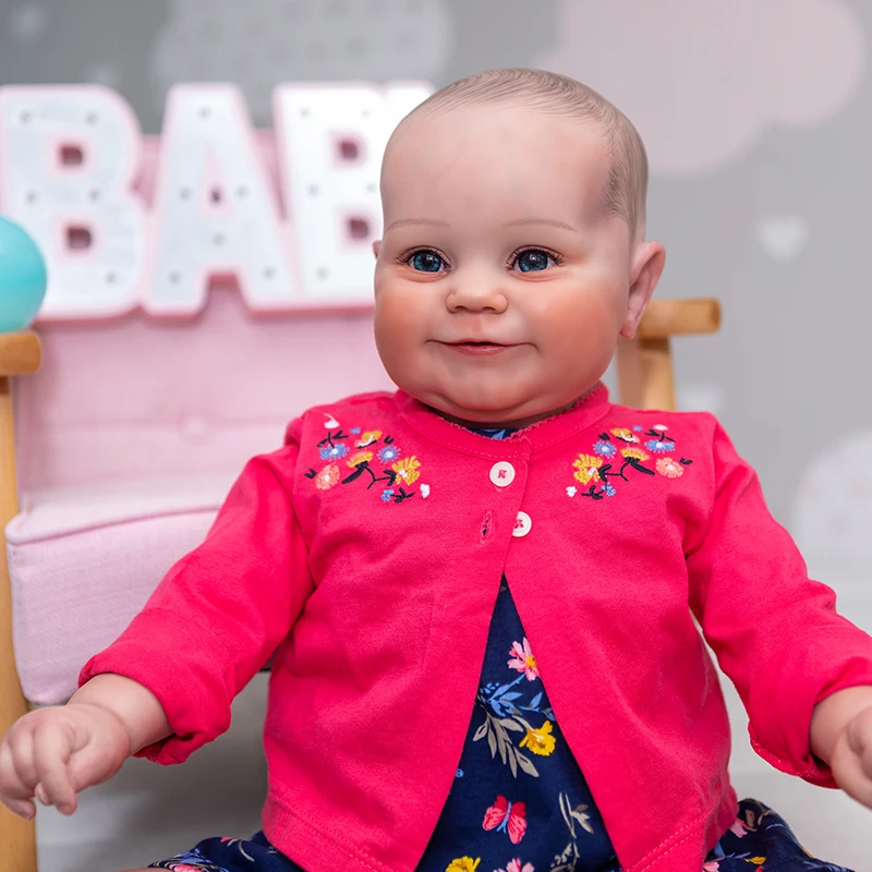 

60CM Reborn Baby Toddler Girl Maddie Soft Body Hand-Drawing Hair 3D Skin Tone with Veins 3-6Month Baby