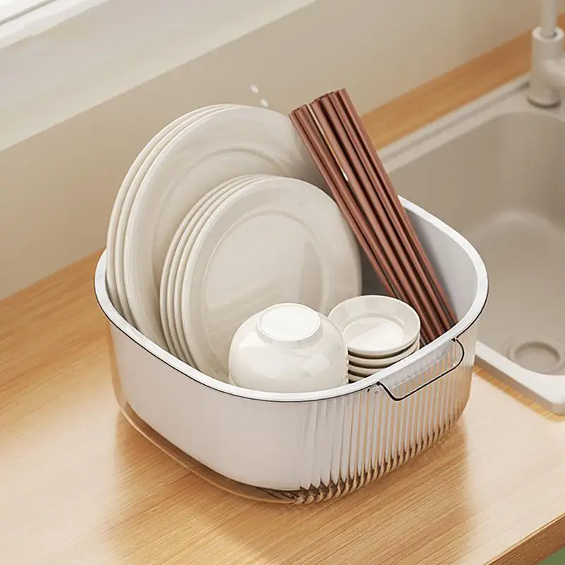 Корзина для слива фруктов и овощей корзина мытья Двухуровневая сливная раковина