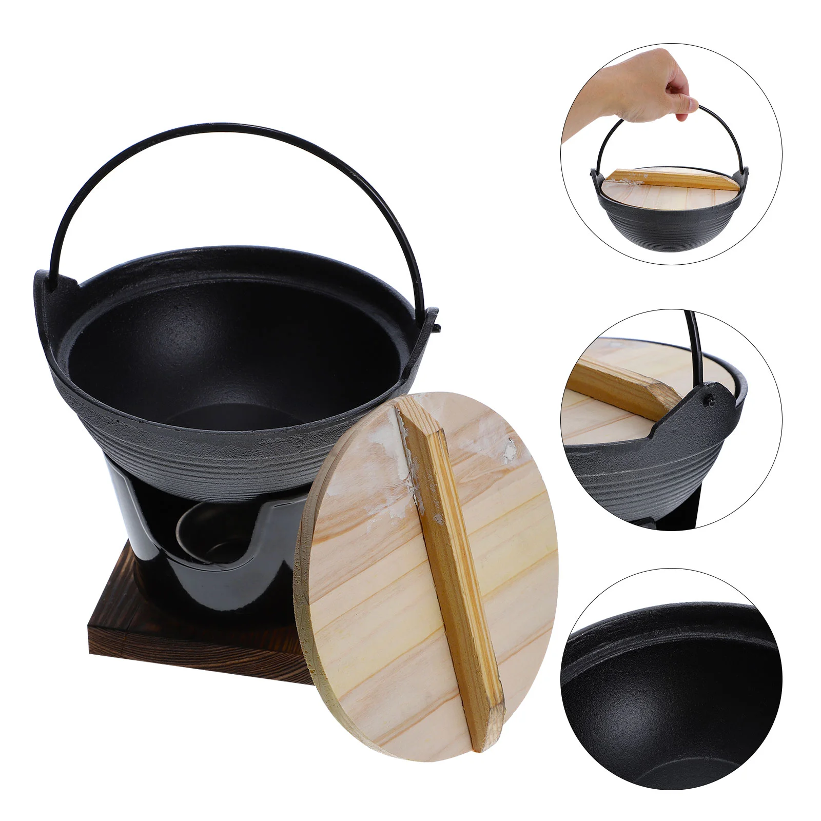 

Sukiyaki Tetsu Nabe Pot Japanese Soup Pot Camping Hiking Cookware Serving Shabu Pot with Stove for Outdoor Picnic 17. 5CM