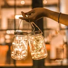 Фонари для банок, 2 м, 20 светодиодов, гирлянда-Светлячок, крышки, вставка с ручками для внутреннего дворика, газона, сада, Декор без банок