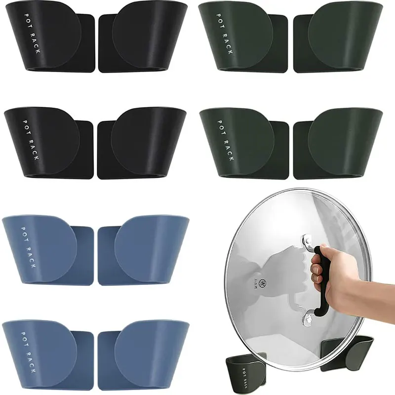 

2Pcs/Set Pot Lid Holder Self Adhesive Wall-Mounted Hanging Holder Pan Pot Cabinet Door Pan Lid Organizer Kitchen Storage Rack