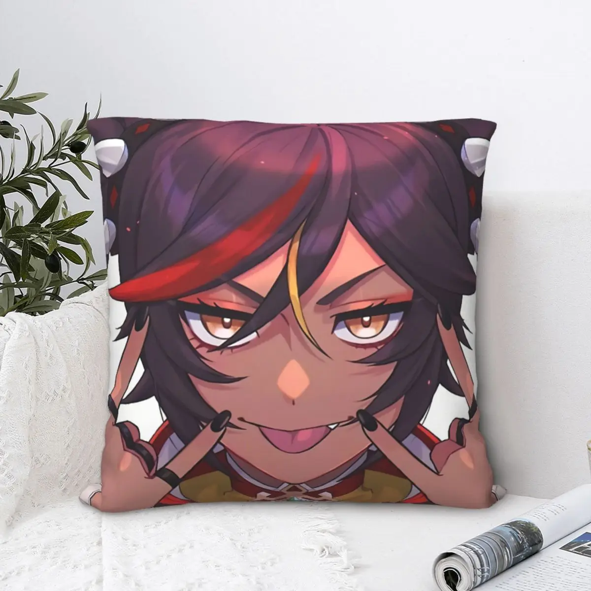 

Xinyan Polyester Cushion Cover Genshin Impact Game For Sofa Car Decorative Kawaii