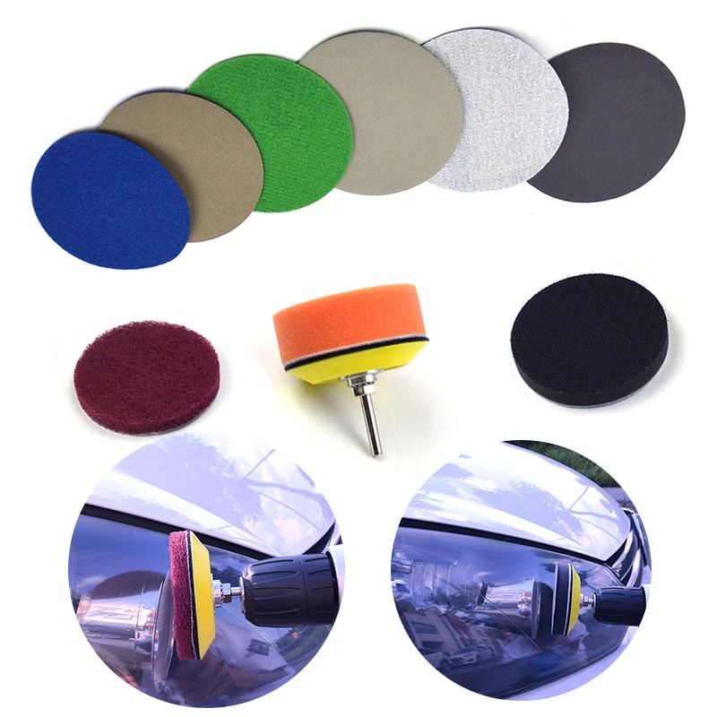 

15Pcs 3'' Hook And Loop Sandpaper Sanding Disc Polishing Pad Scouring Cloth Sponge Pad Kit Abrasive Tools