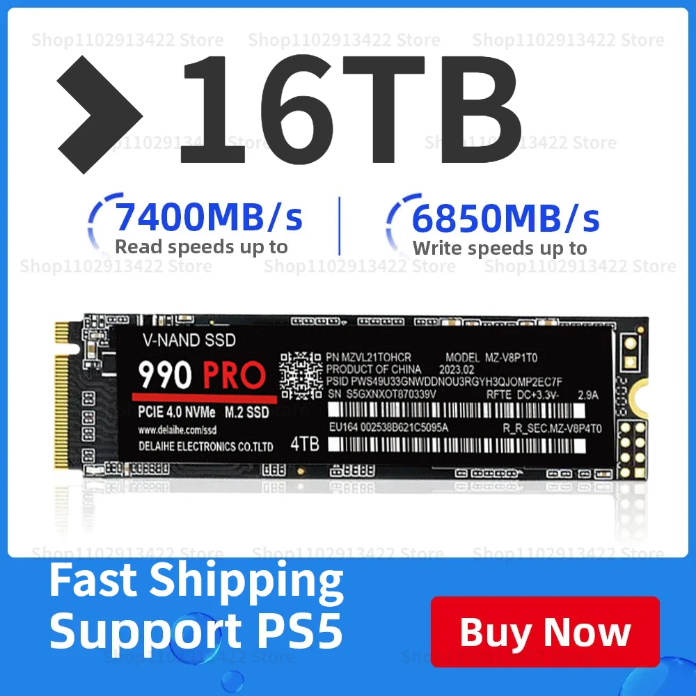

M.2 990 PRO PCLE4.0 4TB 2TB 1TB Portable high-speed Hard drive disk NVME SSD internal Solid State Drives For laptop PS5 PS4 PC