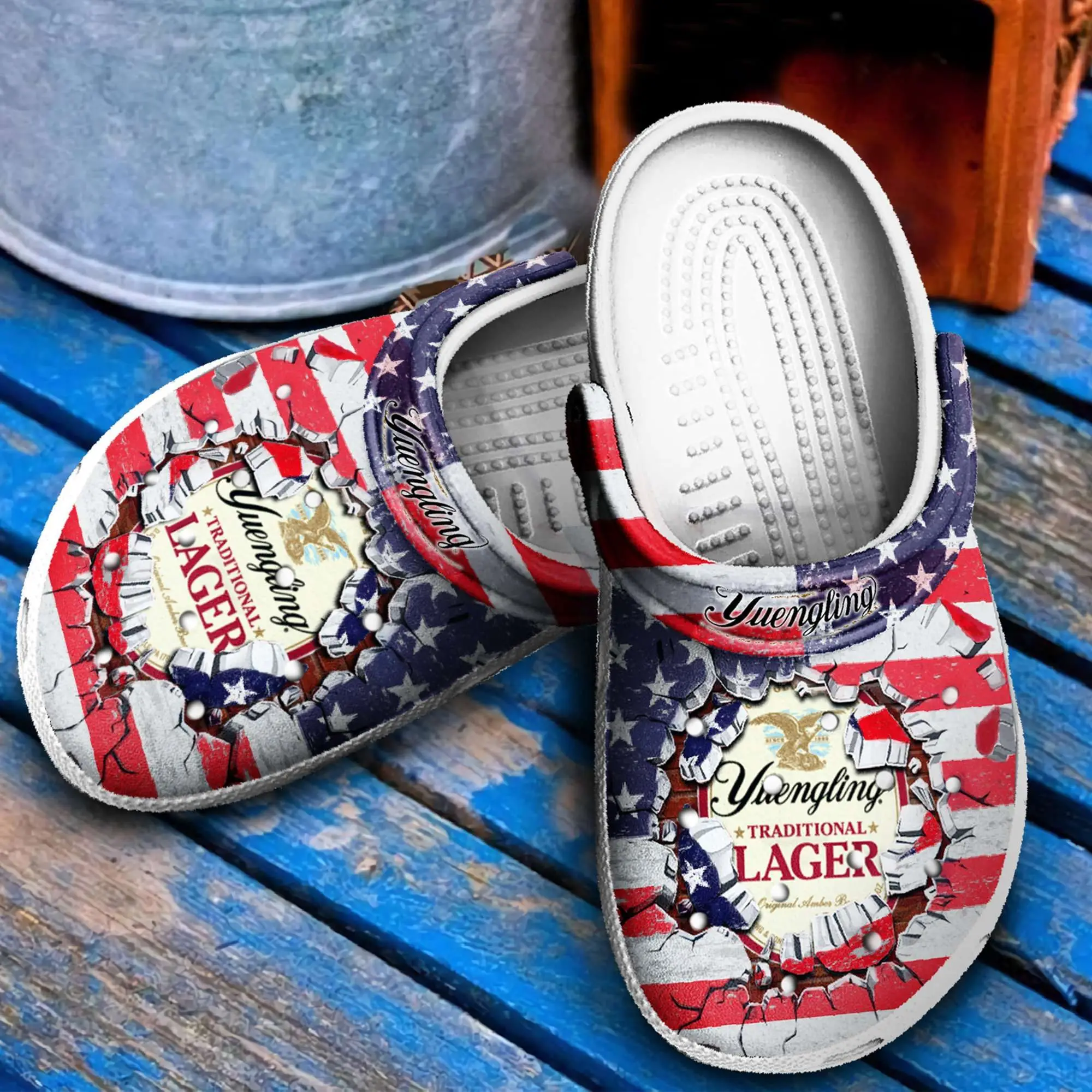 

ELVISWORDS Casual Sandals for Men Women Clogs Slippers US Flag with Lager Pattern Summer Flats Outdoor Breathable Flip Flops Hot