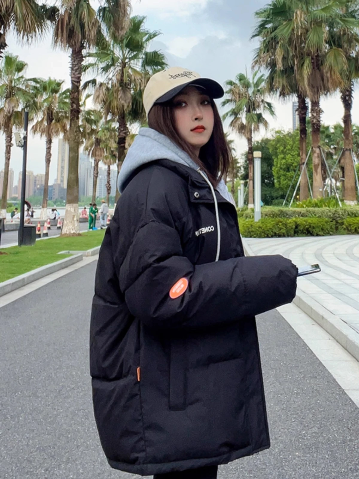 Extra Large 50.00kg Fake Two-Piece Cotton-Padded Coat Cotton-padded jacket Daily Leisure Winter clothes High School Student ...