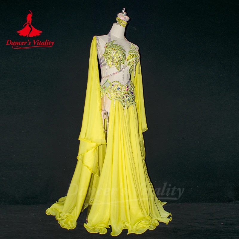 Женский костюм для танца живота шифоновый бюстгальтер + рукава длинная юбка