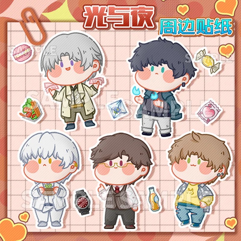 

Game Light And Night Guang Yu Ye Zhi Lian Stickers Around Osborn Sariel Evan Charlie Jesse Shikishi Scrapbooking Lable Sticker