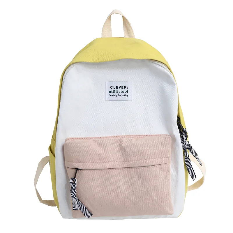 

Холщовый рюкзак для женщин, модная цветная школьная сумка на плечо с прострочкой для девочек-подростков, детский Ранец