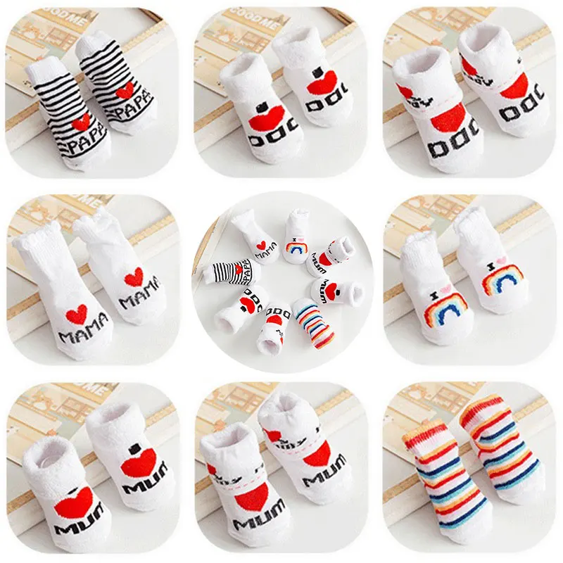 

0-6 Months Spring Summer Baby Girls Boys Cotton Soft Warm Socks For Newborn Toddler Letter Printed Infant Clothes Accessories