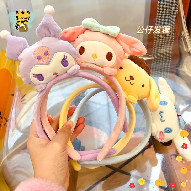 

Kawaii Sanrioed Anime Cartoon series Cinnamonll Kuromi Pudding dog Creative cute girl heart cartoon headband doll holiday gift