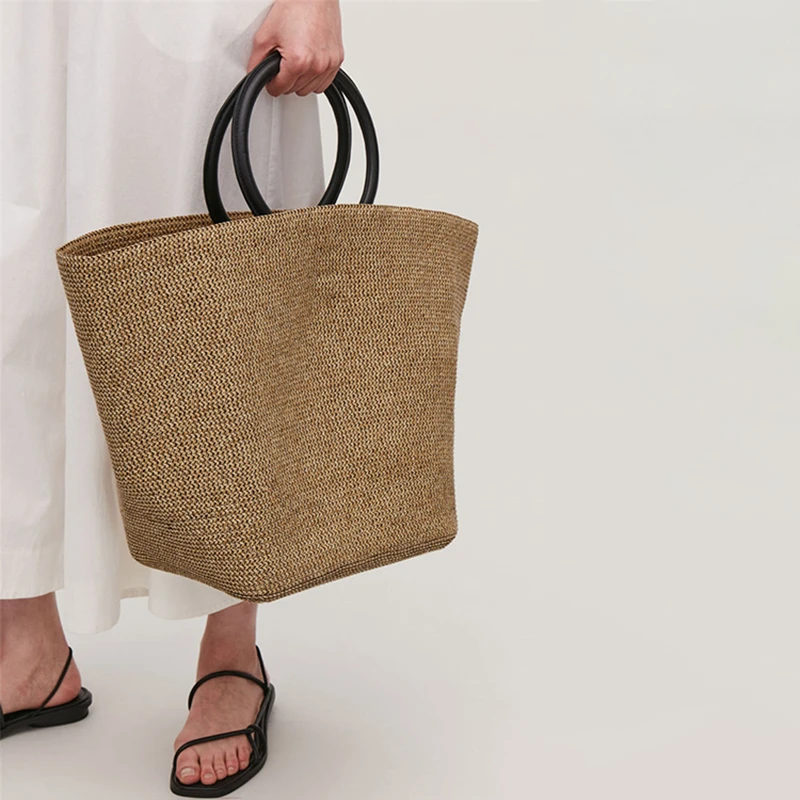 Large Capacity Bohemia Beach Tote Handmade Wicker Straw Bag Summer High Quality Travel Bag Round Handle Vacation Casual Bags