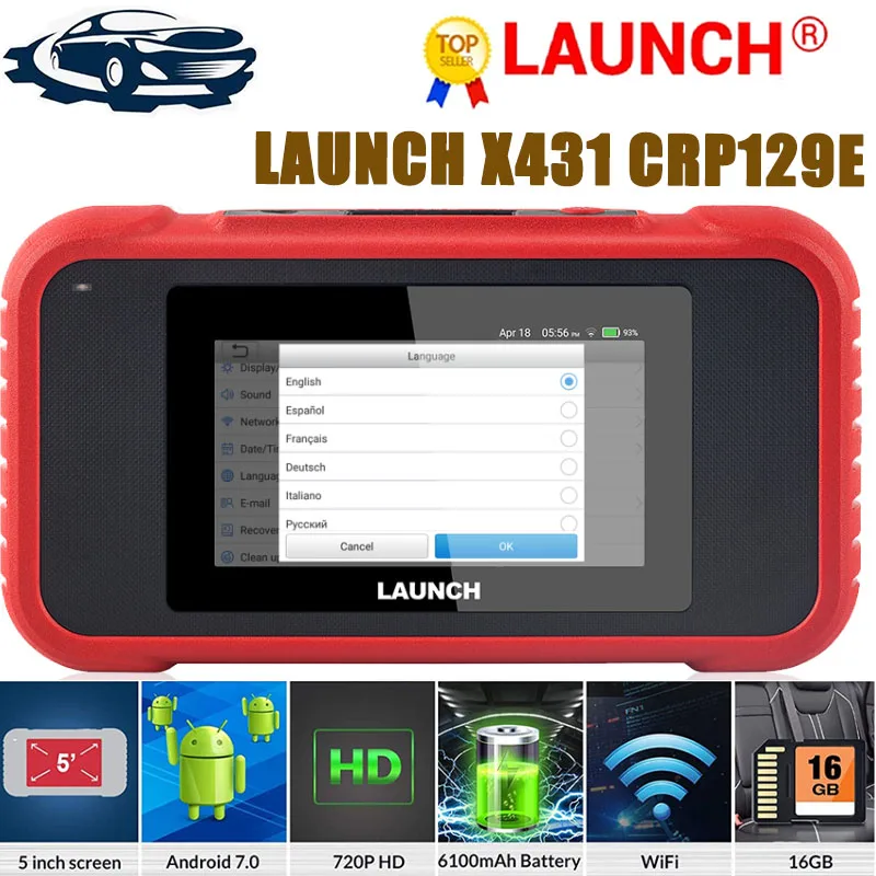 LAUNCH X431 CRP129E OBD2 сканер ENG ABS SRS AT Oil SAS EPB TPMS DPF Сброс на весь срок службы, бесплатные обновления, Автомобильные диагностические инструменты