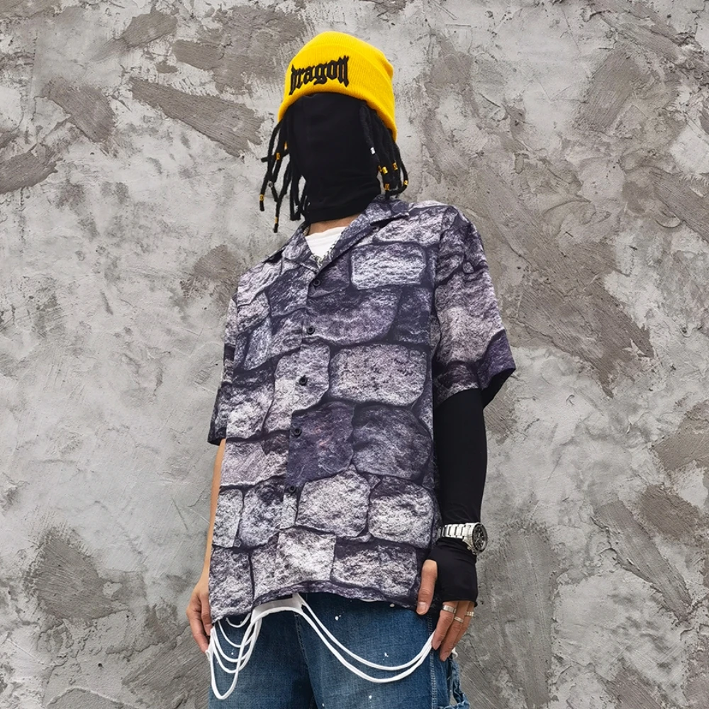 

Design StoneWall Print Grunge Goth Shirts and Blouses for Men Women Aesthetic Big Size Loose Hawaii Beach Summer Tops Streetwear