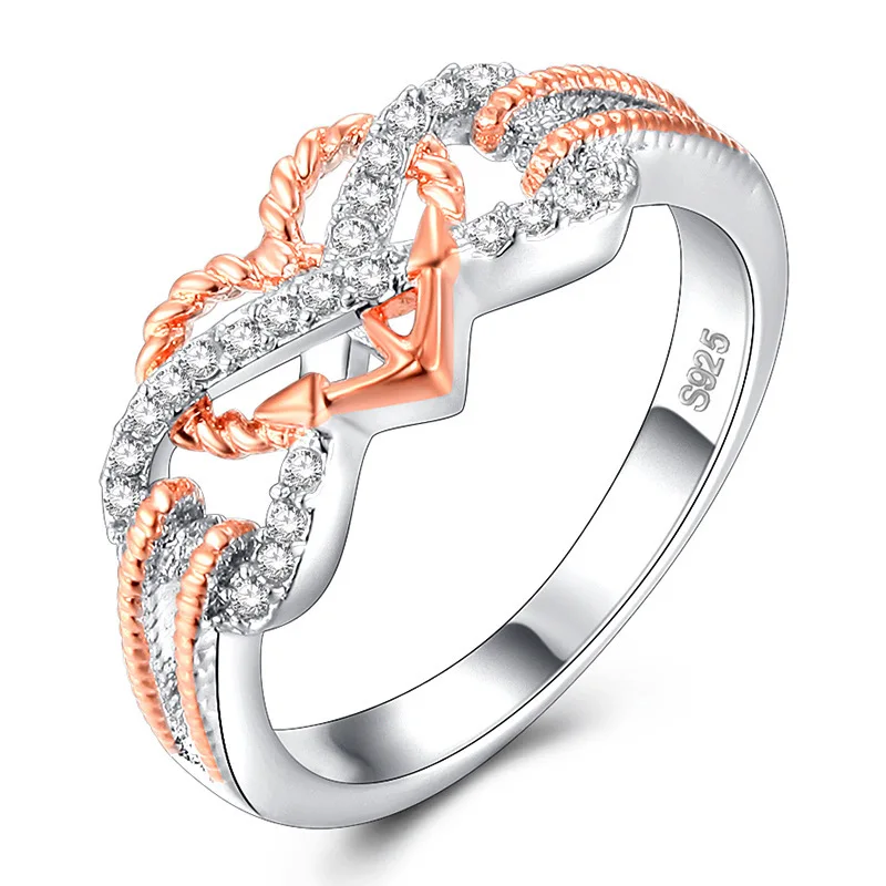 Кольцо из серебра 925 пробы с фианитом, 2 цвета (art.: 7aee858c4) - 7aee858c4
