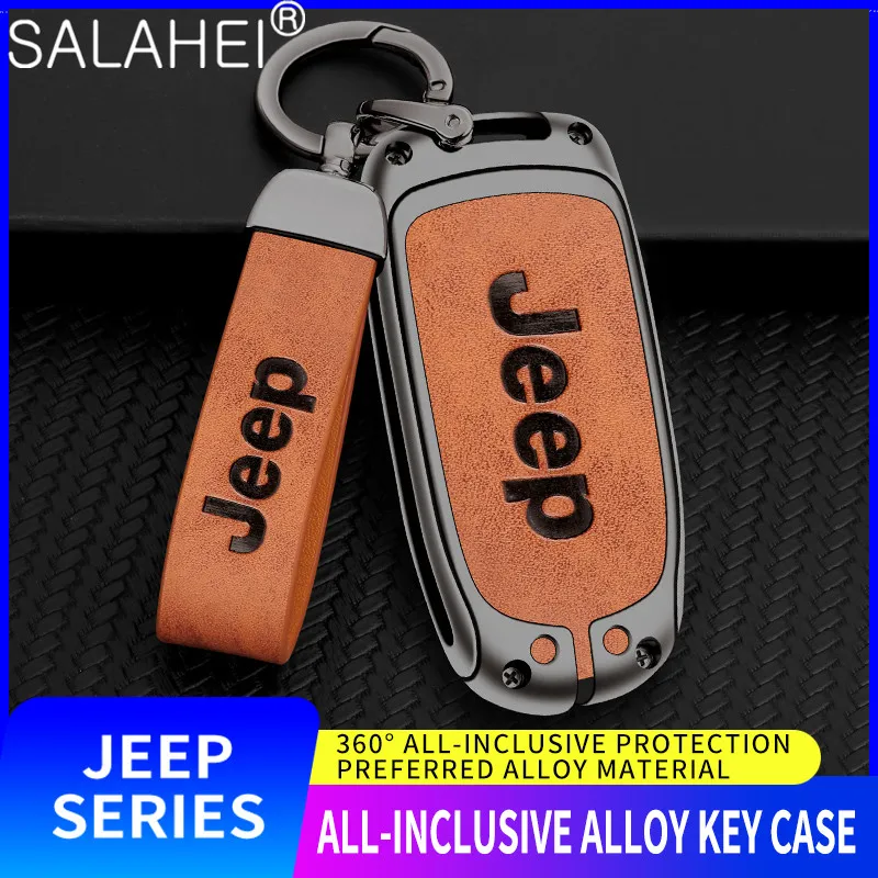 

Zinc Alloy Car Key Fob Case Cover Protect Shell For Jeep Grand Cherokee WK2 KL Wrangler JK Renegade Commander Compass 2018 2022