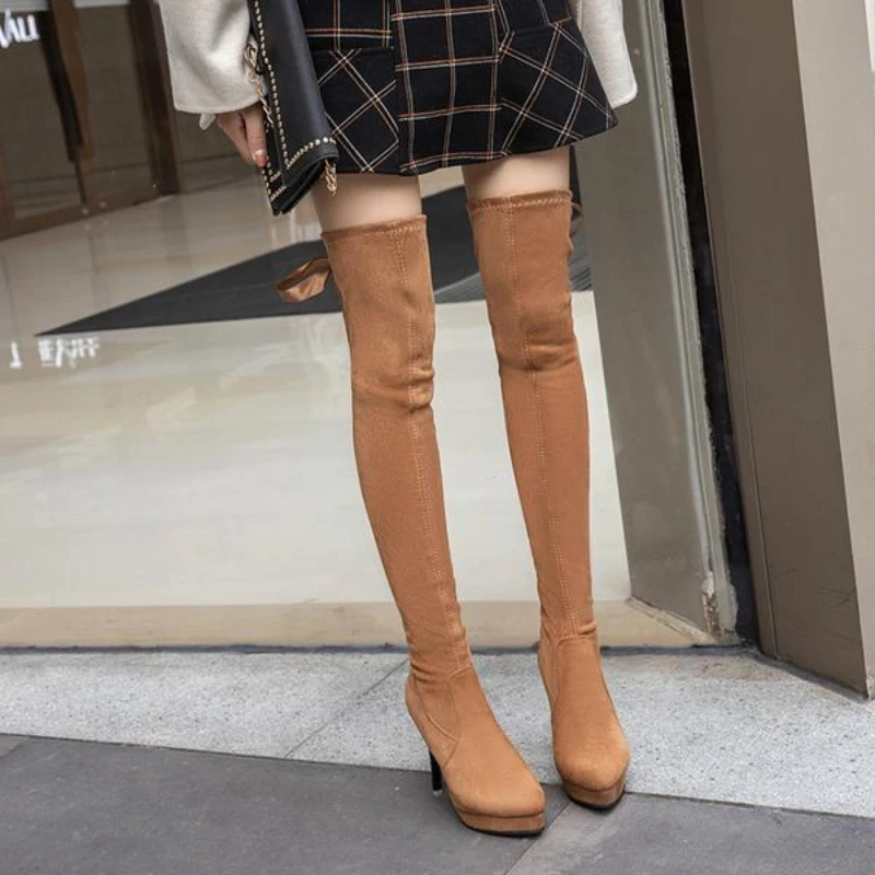 

Stiletto Fashion Women Boots Over The Knee Autumn Winter High-heeled 2022 New Sexy Slim High