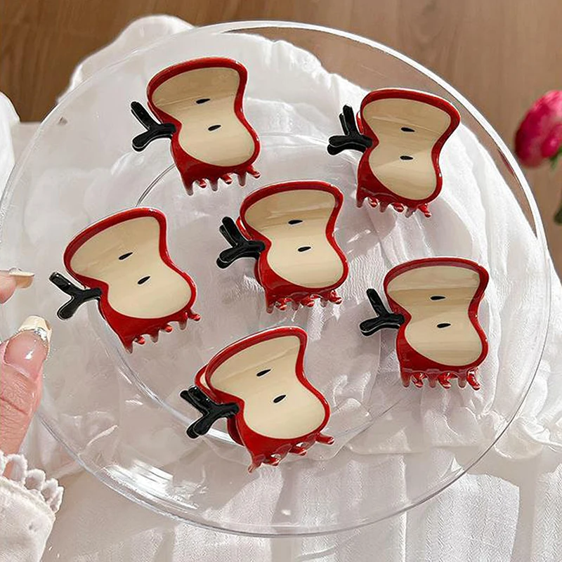 Модные универсальные акриловые заколки для волос в форме яблока креативные