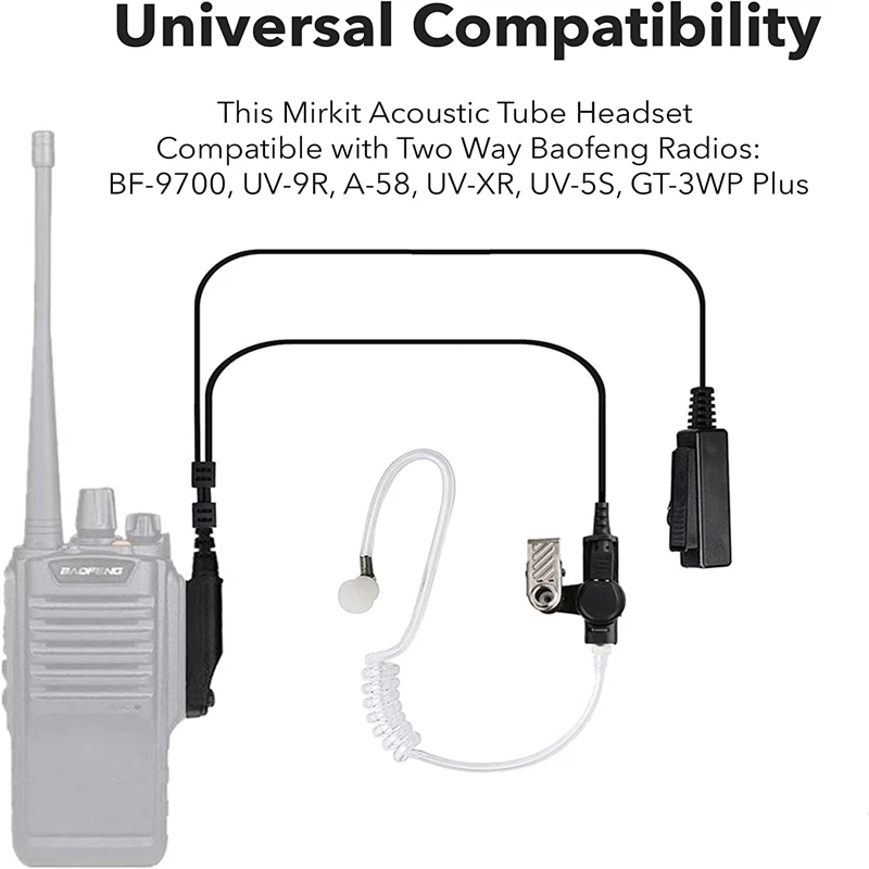 RISENKE Earpiece for Baofeng UV9R-Plus,UV9R,BF9700,A58,UV-XR,UV5S,GT 3WP,GT-3WP Plus Radio Headset with Mic Acoustic Tube