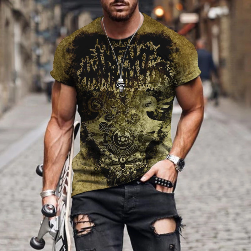 Футболка мужская оверсайз с коротким рукавом и 3D-принтом черепа |