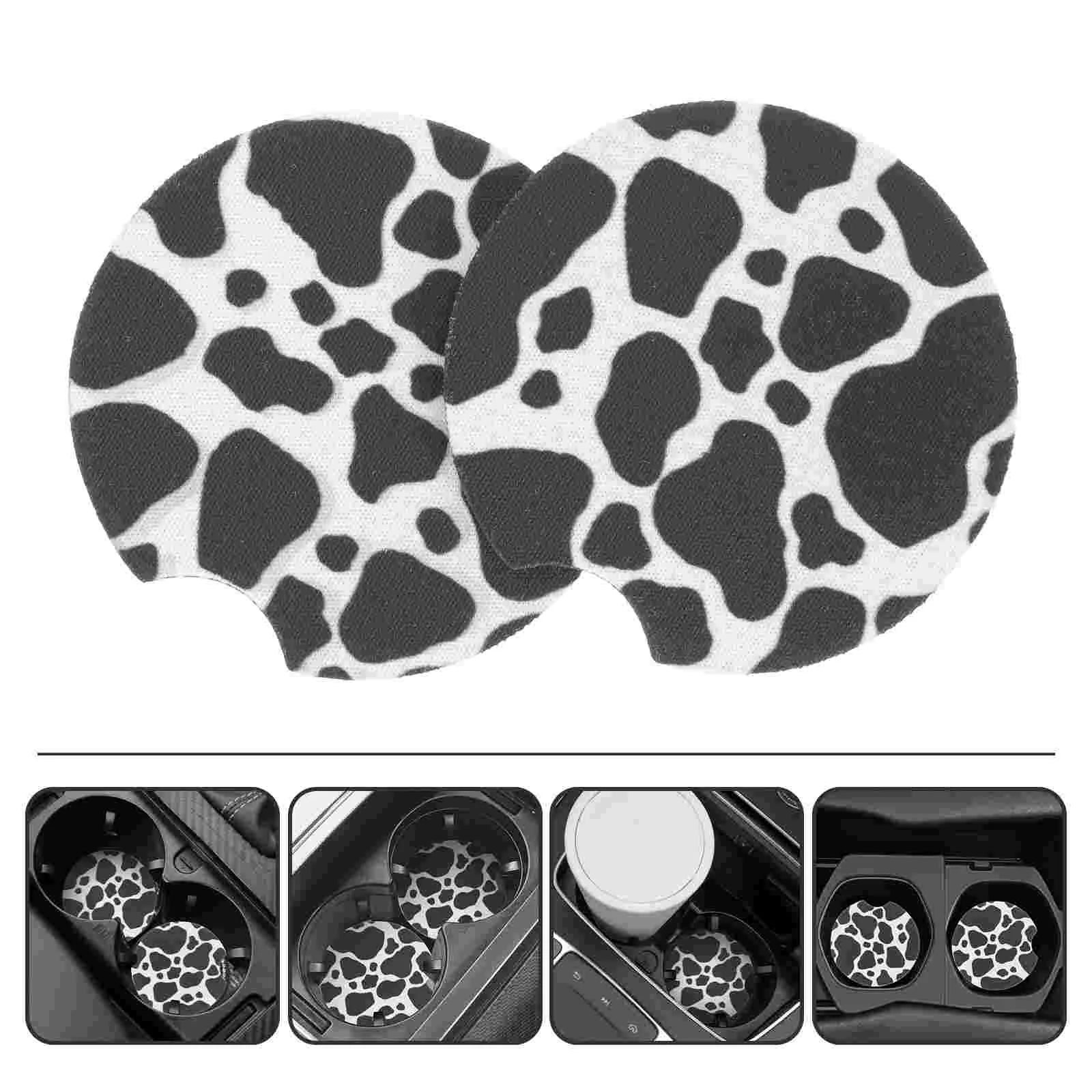 

4 Pcs Cow Pattern Coaster Car Coasters Cup Holders Accessories Coffee The Neoprene Print Drink
